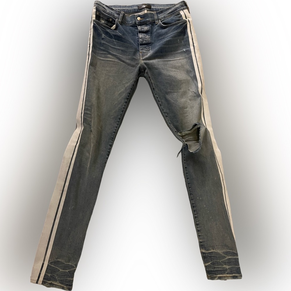 Amiri Flocked Track Jean “Clay Indigo” Size 36x36